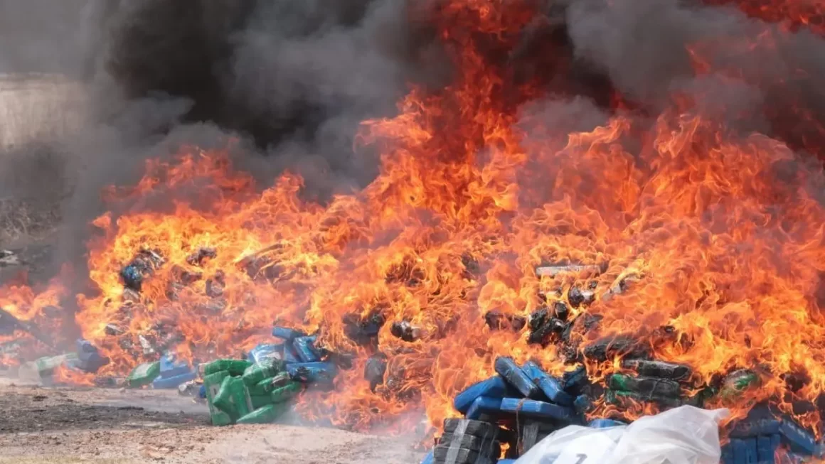 Ministerio Público incinera 1,350 kilos de cocaína incautada a 10 hondureños