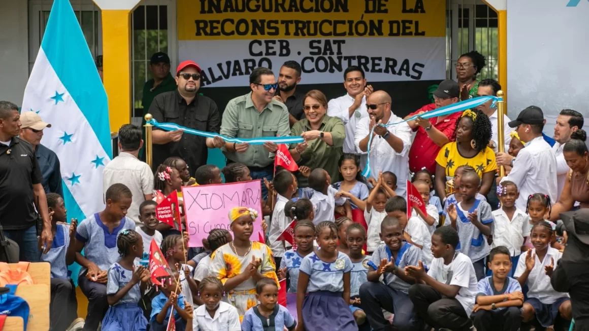 Gobierno inaugura nuevo centro escolar en la comunidad garífuna de Rio Tinto , Tela 