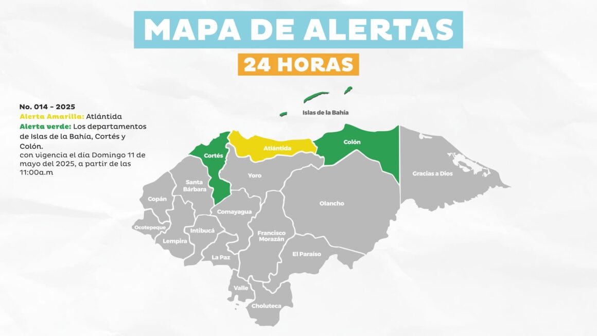 Alerta Amarilla para Atlántida declara Copeco tras intensas lluvias 