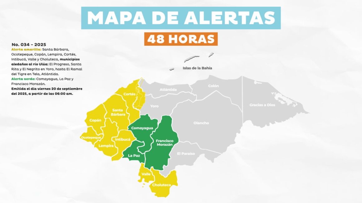 Copeco declara  alerta amarilla a ocho departamentos y en alerta verde a tres más por lluvias