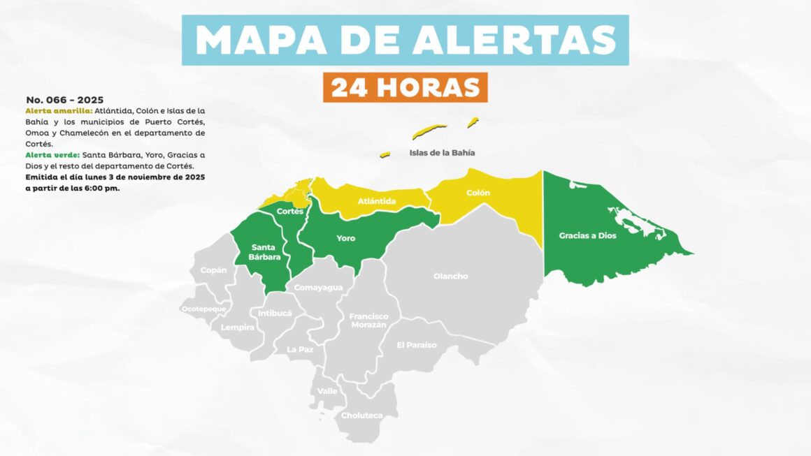 Copeco establece alerta amarilla para tres departamentos y tres municipios